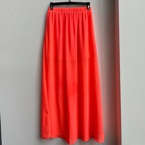 NWOT Neon orange maxi skirt